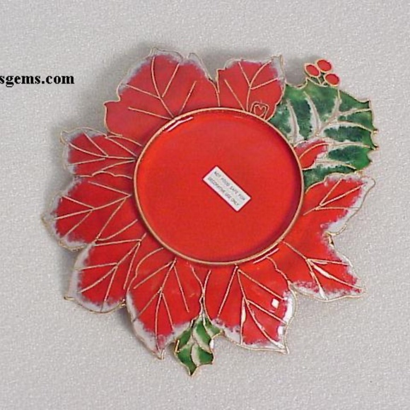 FINAL SALE PRICE NYCO International Cloisonne Poinsettia Dish - Picture 2 of 2